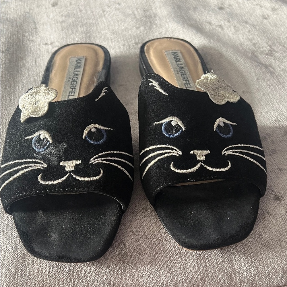 Karl Lagerfeld Black Cat Face Sandals